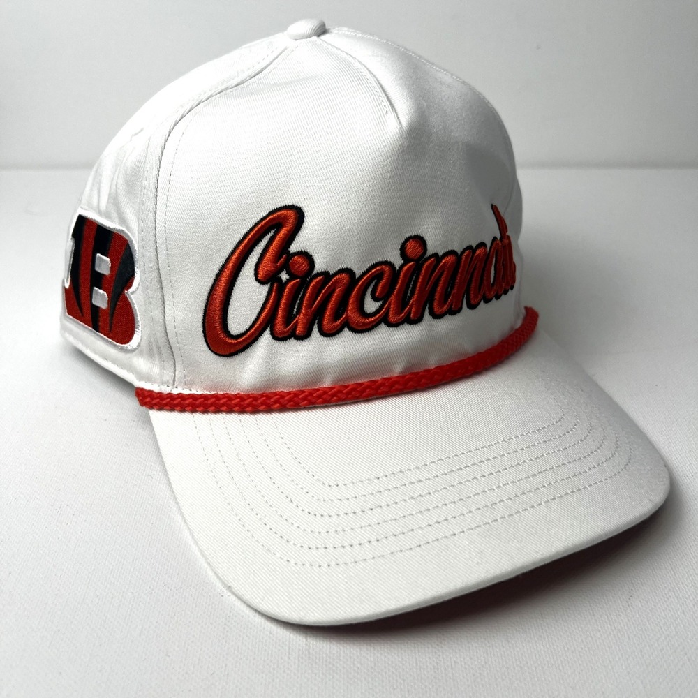 47 Brand Cincinnati Bengals Rope Hat White Orange Script Snapback NFL Cap